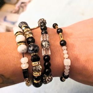 Crystal and natural stone set